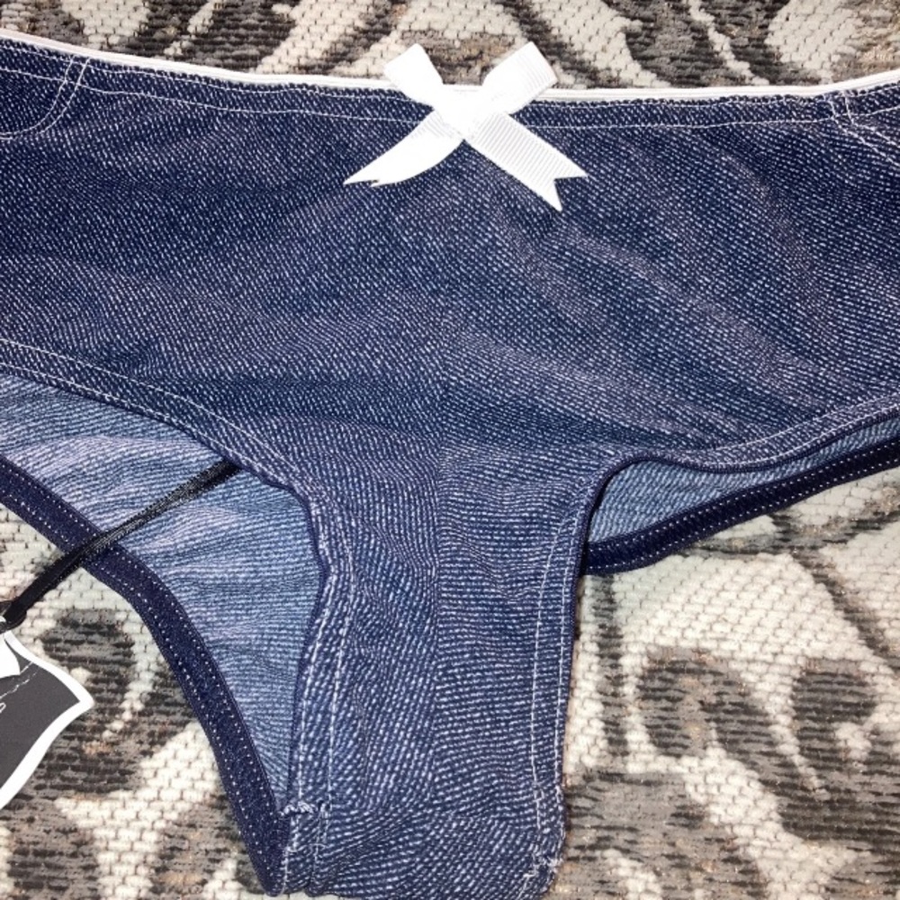 Chantal Thomass Victoria's Secret Denim Ribbon Cheeky Panties S & Bra 34B Set - Picture 3 of 13